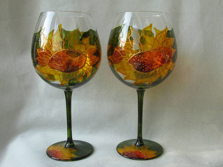 Чаши - ръчно рисувано стъкло с витражни бои