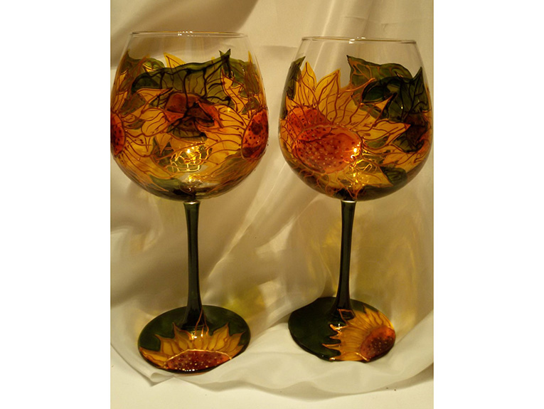 Glasses - hand-painted glass with stained glass paints 